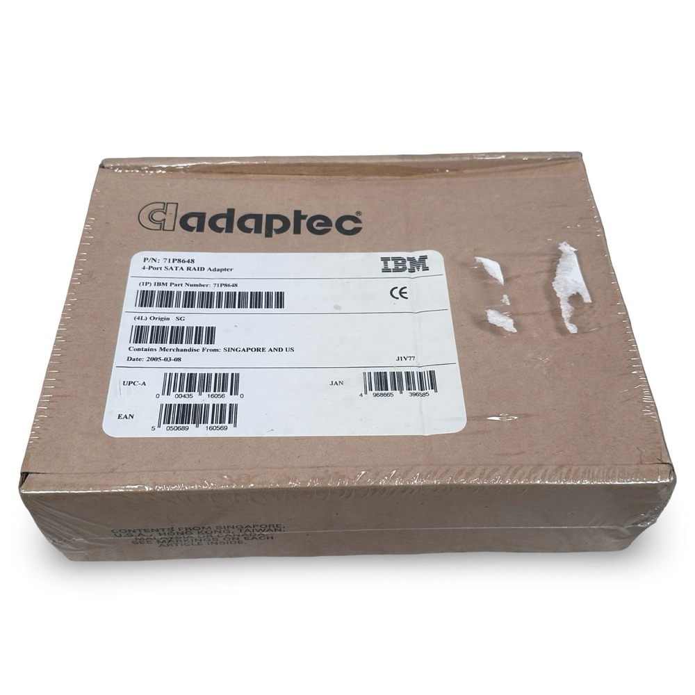 IBM Adaptec 4-Port SATA RAID Adapter Card 71P8648 New Sealed Vintage 2005